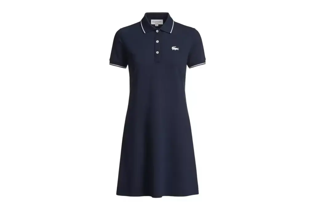 The classic polo dress a line silhouette polo collar crocodile emblem navy