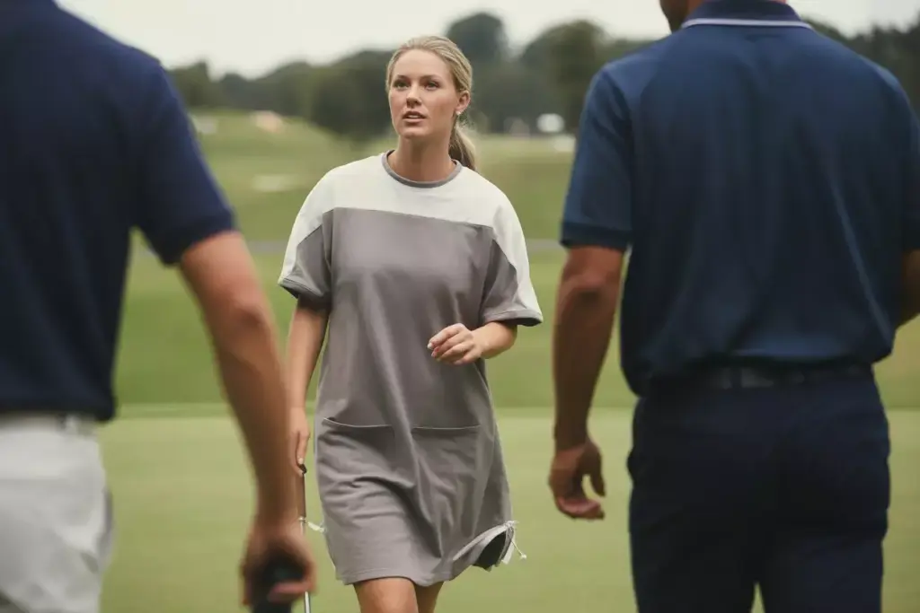 Sporty shift dress relaxed silhouette casual golf setting color block