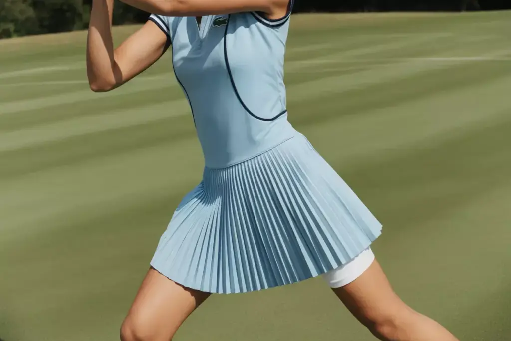 Tennis inspired pleated dress box pleats athletic heritage contrast piping