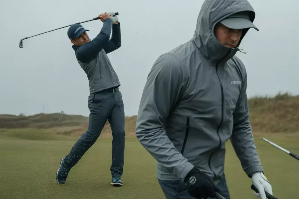 All weather performance waterproof rain jacket insulated midlayer damp course