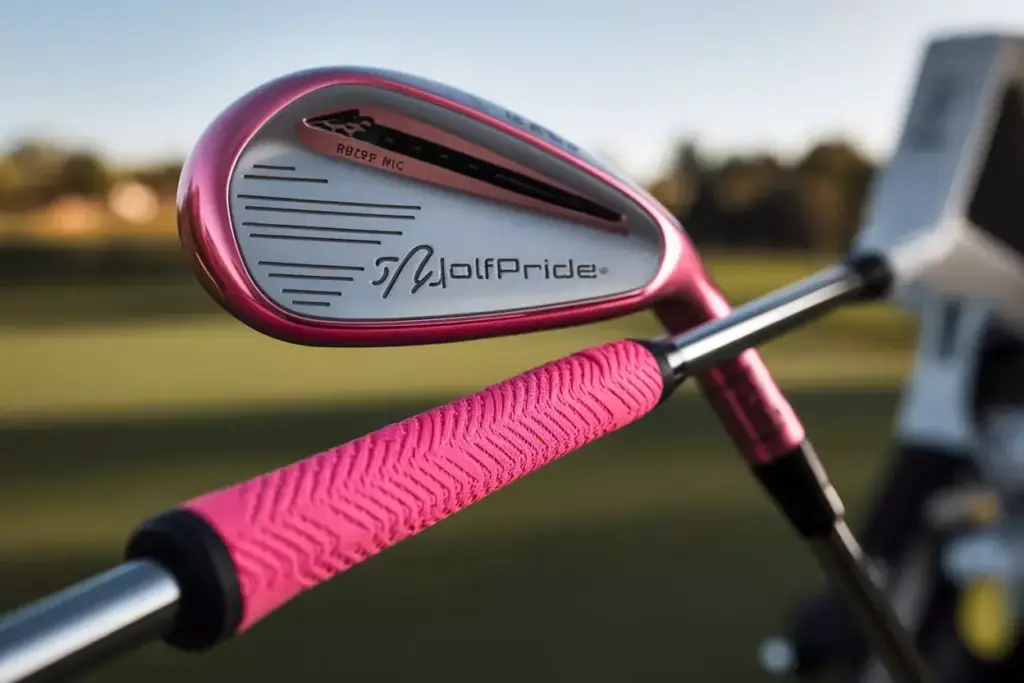 Golf pride mcc pink hybrid cord rubber grip on driver