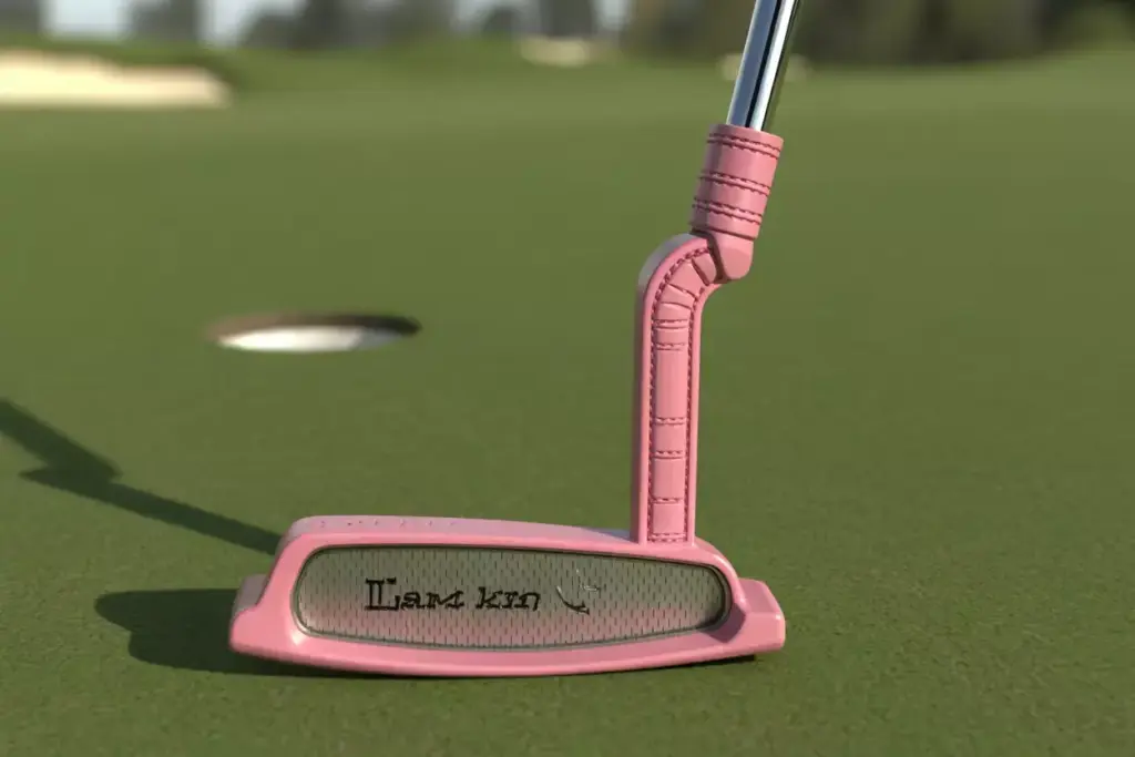 Pink utx wrap grip on blade putter on green