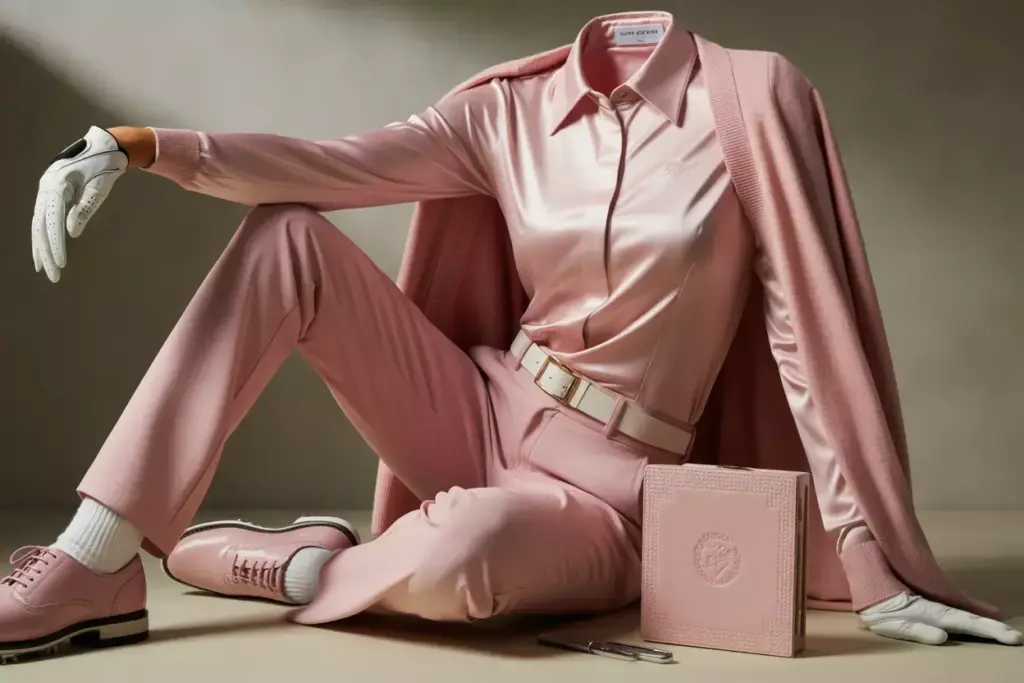 Luxe pink tournament outfit premium details closeup