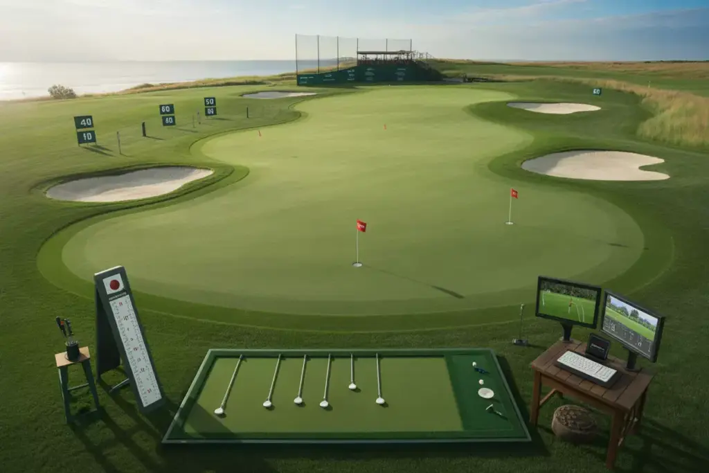 Professional Grade Performance Center With Large Undulating Green Practice Bunkers Chipping Areas And Data Monitoring