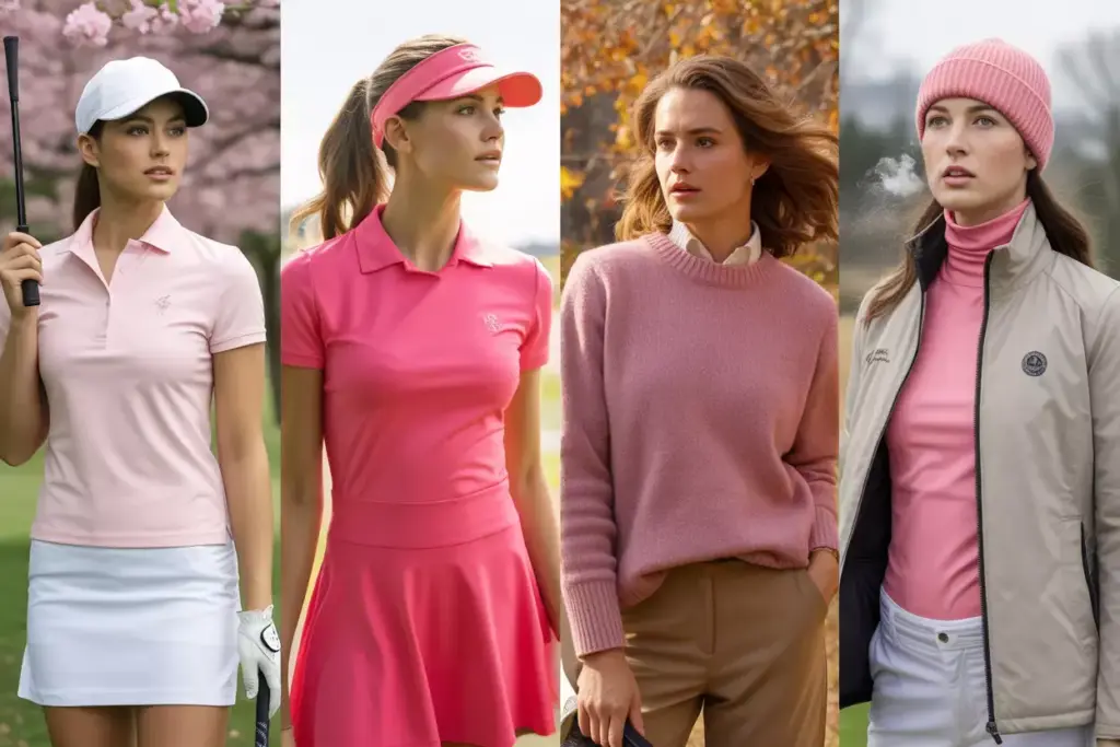 Four season pink golf fashion spring summer fall winter outfits