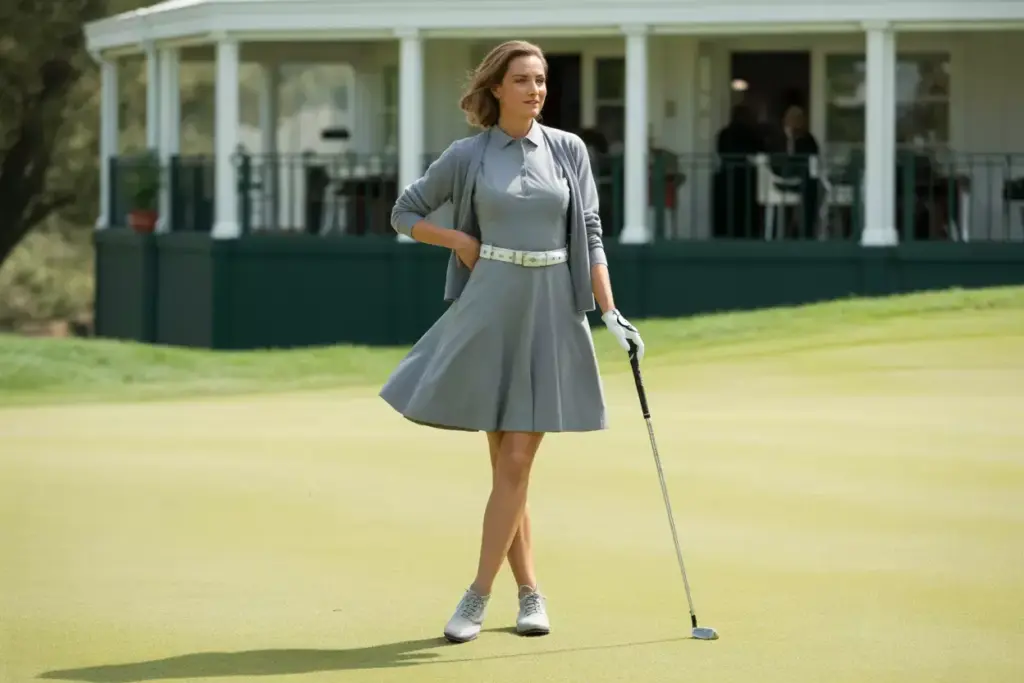 Sophisticated a line golf dress tournament green