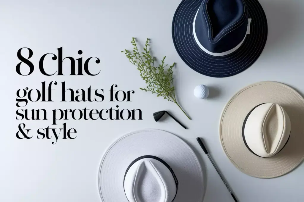 Chic golf hats flat lay for sun protection and elegant style