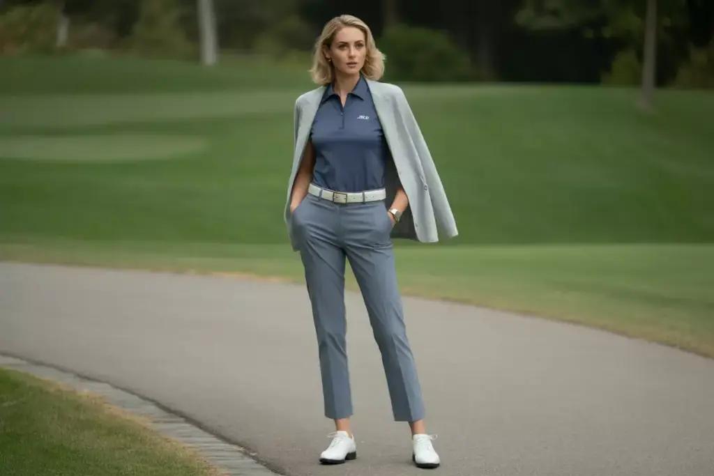 Sophisticated ankle length trousers statement belt