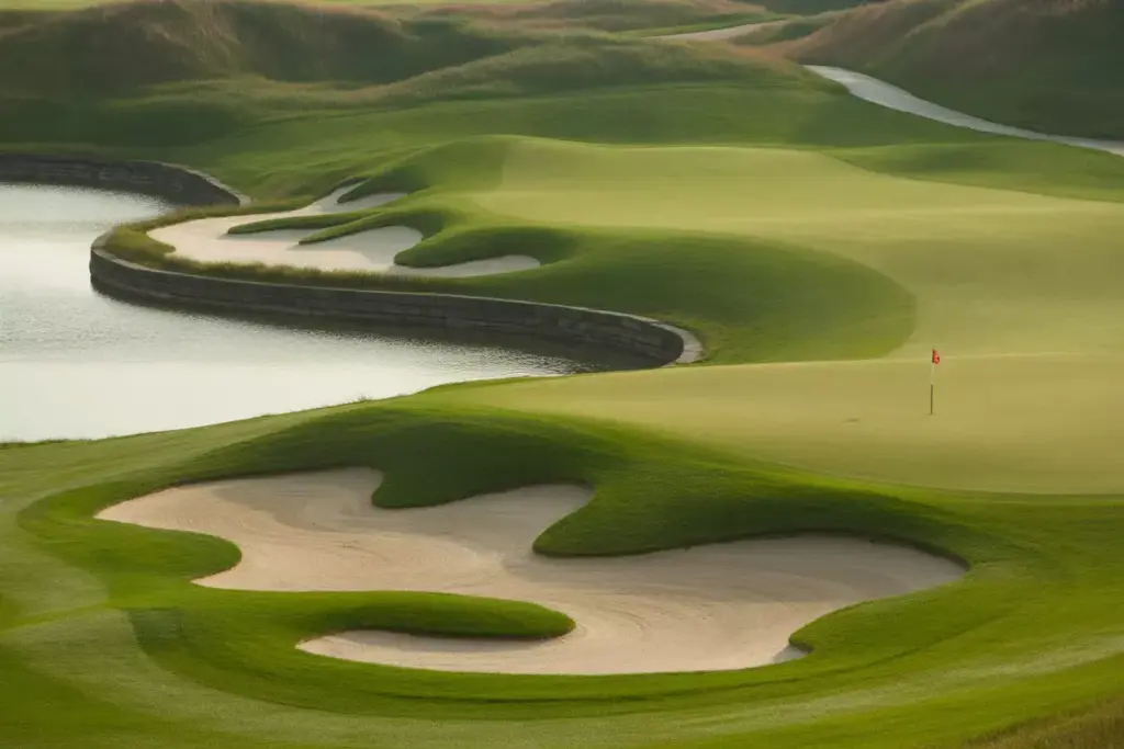 Detailed Shot Of Artistic Bunker Shaping And Green Contours