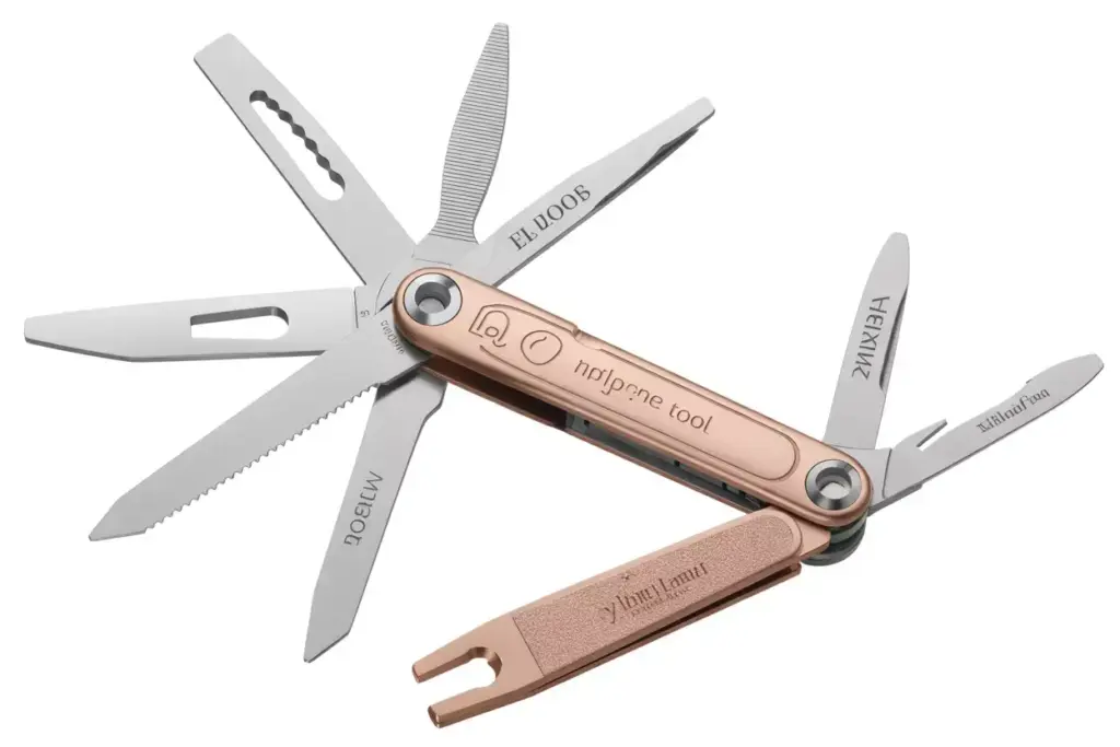 Elegant rose gold golf multi tool with implements