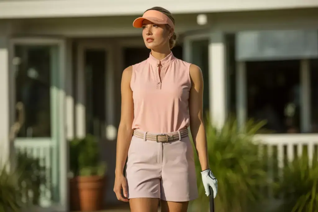 Sophisticated sleeveless mock neck high waisted shorts sunny