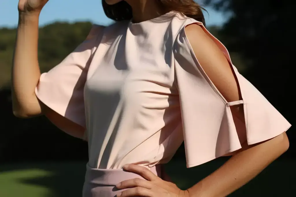 Fashion forward golf top dramatic bell sleeve detail