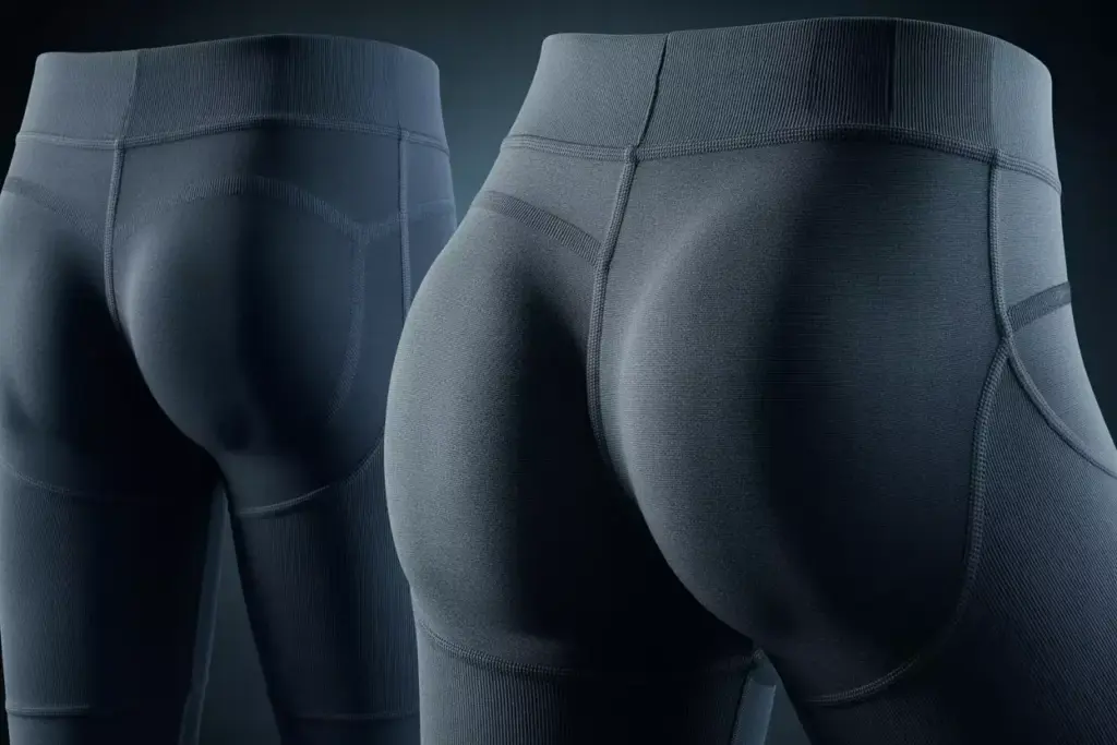 Womens compression base layer bottoms with zoned construction