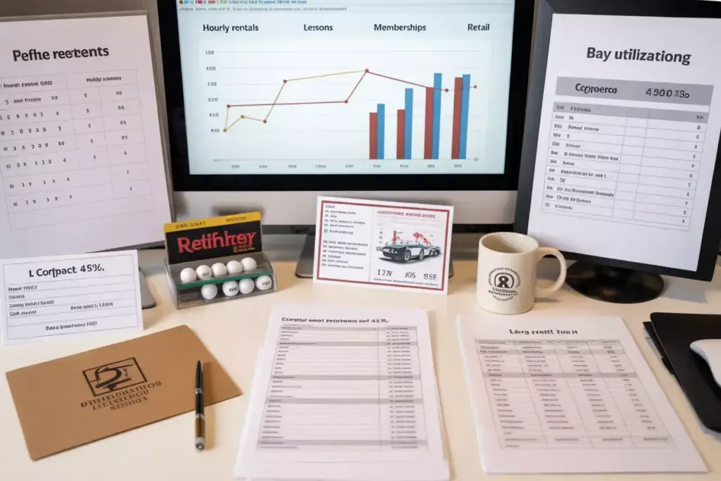 Business Desk With Financial Dashboard And Physical Items Representing Multiple Revenue Streams