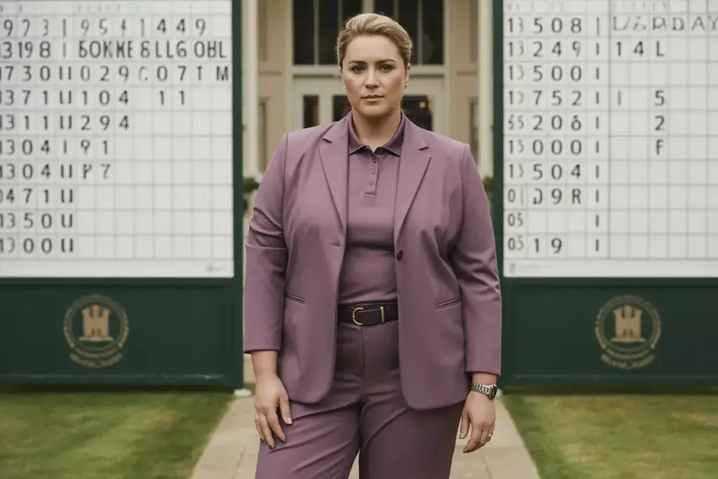Plus size golfer tailored blazer polo tournament attire