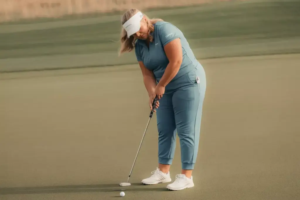 Plus size golfer jogger performance top putting practice