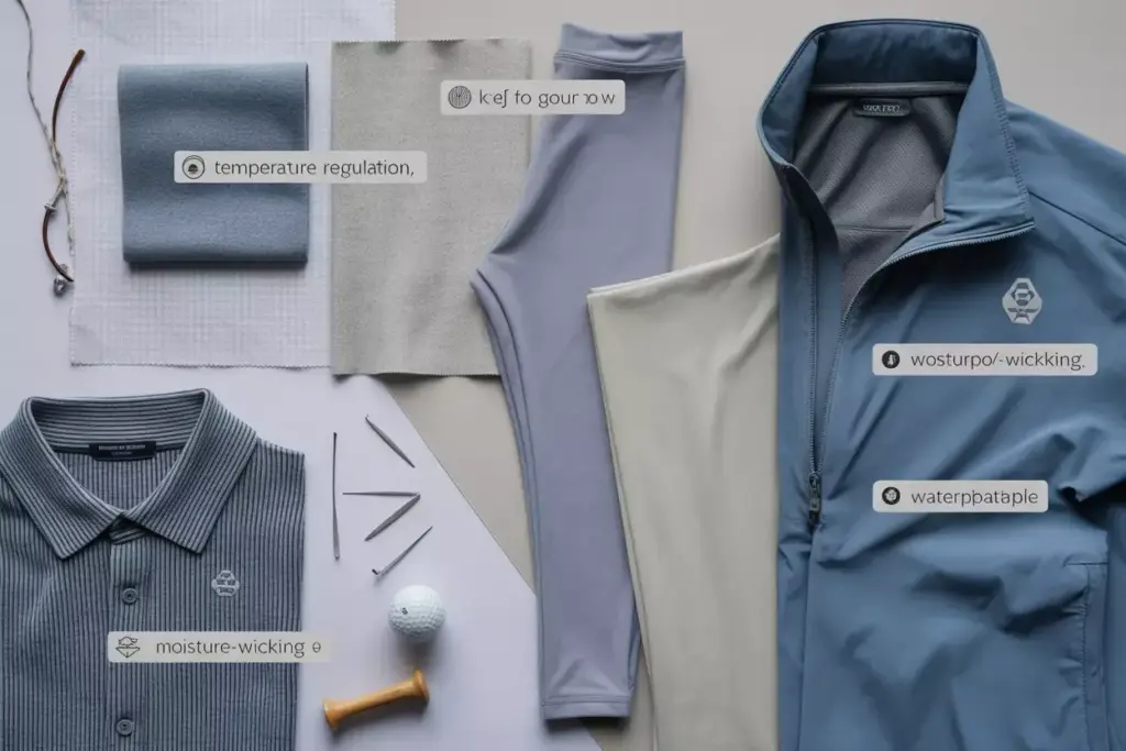 Performance fabric swatches merino synthetic waterproof flatlay