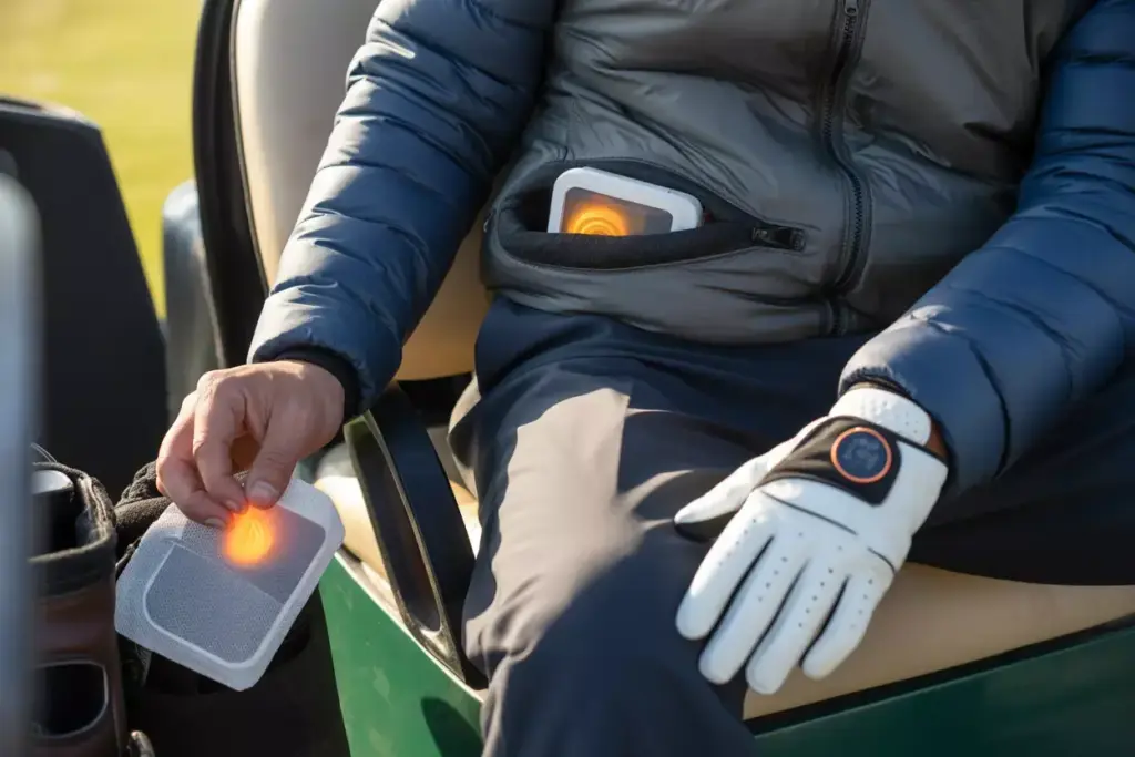 Hand foot warmers heated vest pocket detail closeup