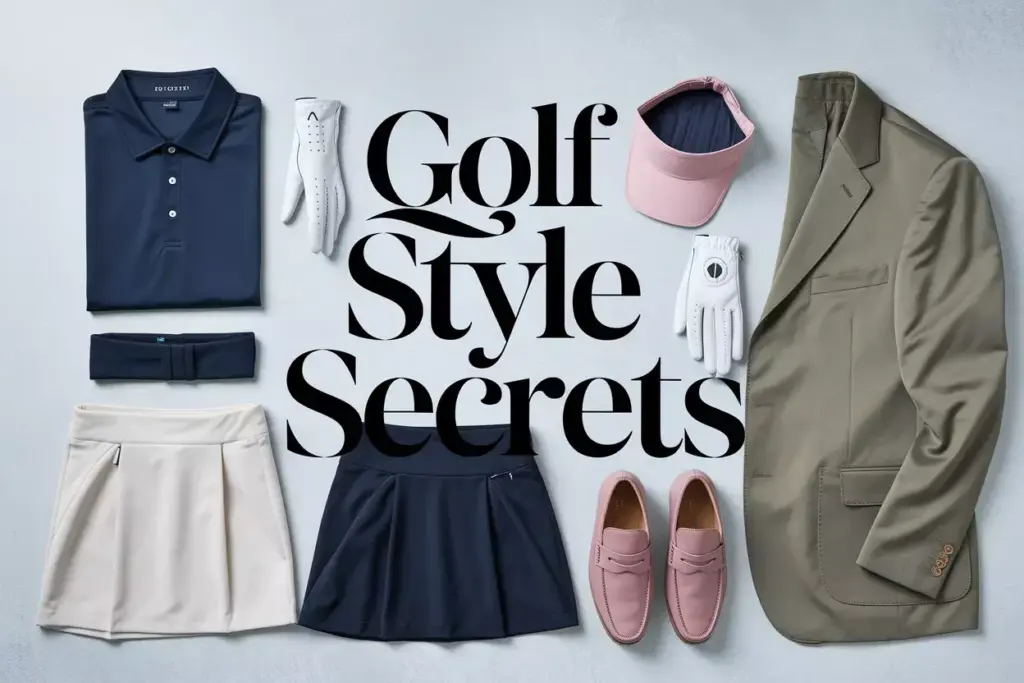 Versatile golf capsule wardrobe flat lay neutral palette