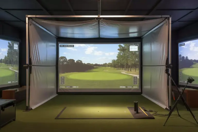 Professional Grade Seamless Impact Screen With Tensioning System In Golf Simulator Room