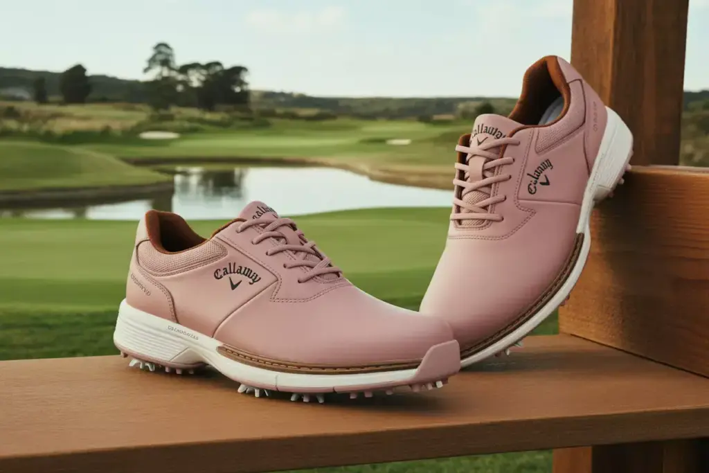 Callaway coronado v2 dusty rose spikeless wood deck scenic