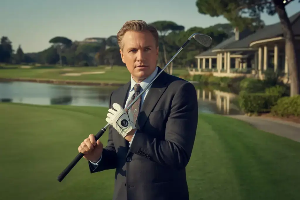 Executive Portrait On Manicured Green With Clubhouse Background Using Natural Light And Reflector