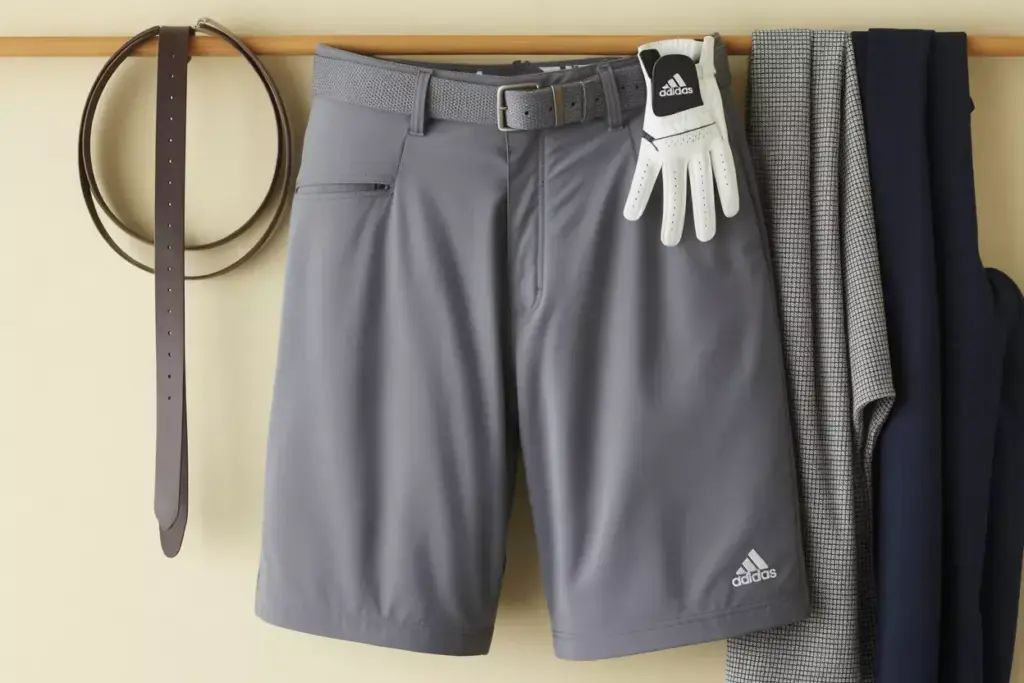 Performance bermuda shorts folded with belt loops