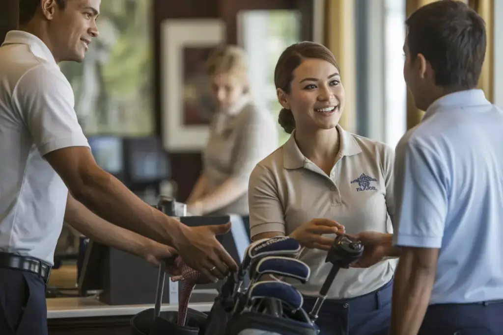 Attentive Staff Providing Personalized Service To Golfer