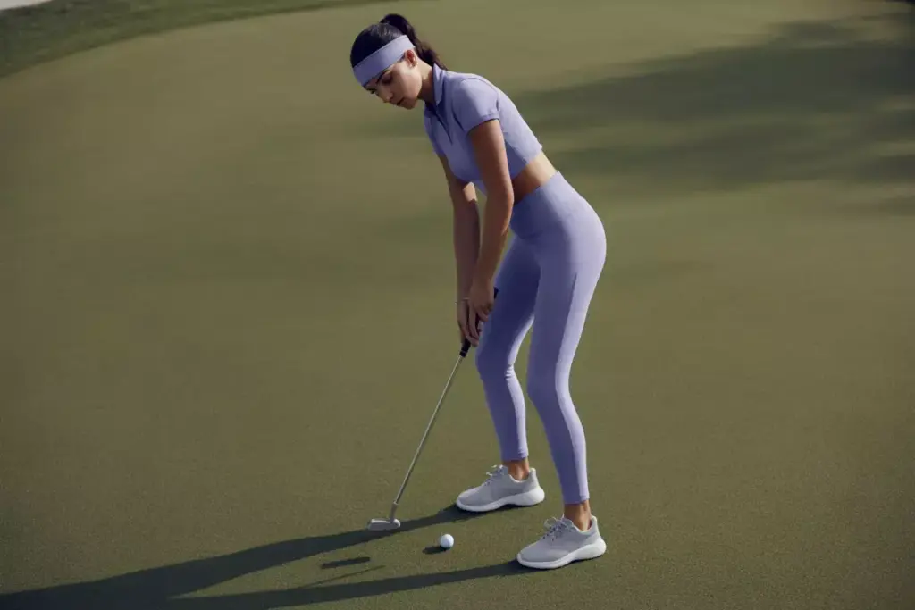 Matching Athleisure Set Putting On Mini Golf Course