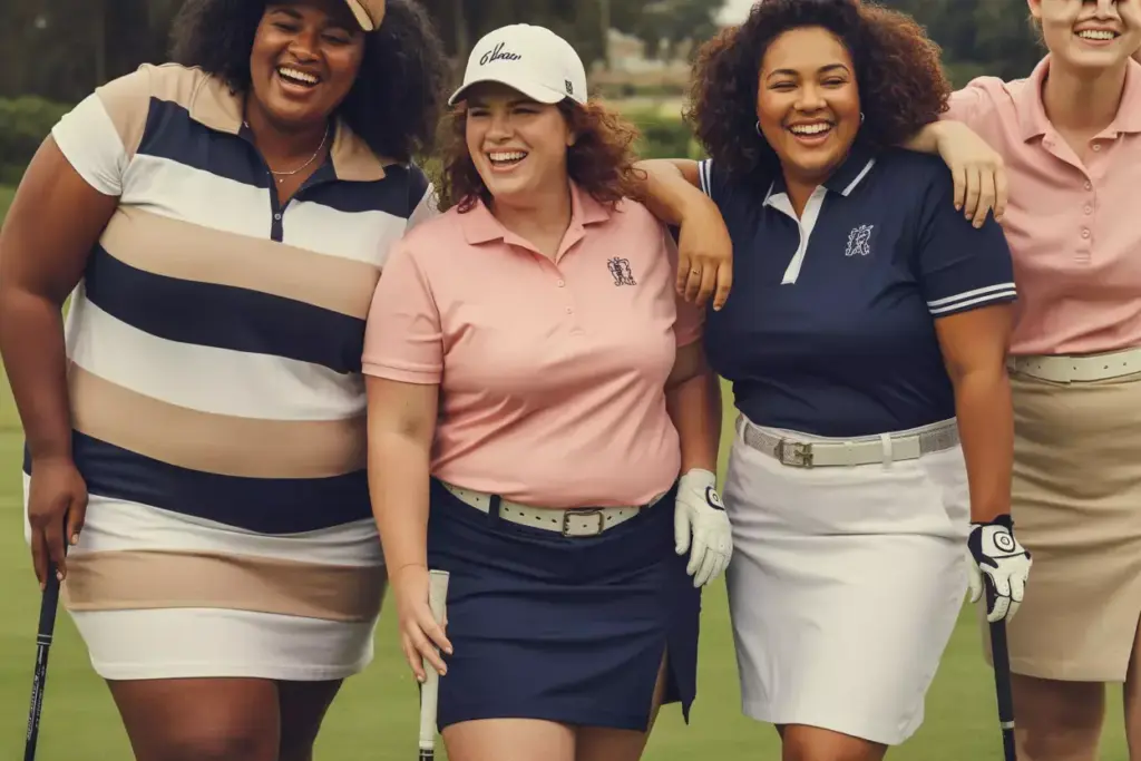 8 diverse group of women in well fitted stylish golf attire