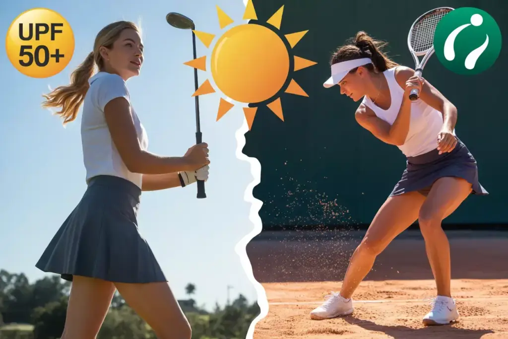 Golfer sun protection tennis player moisture wicking action