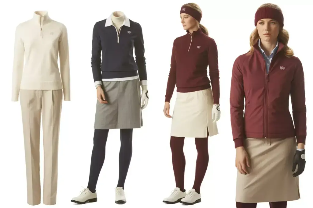 Cream merino base burgundy cashmere sweater tailored softshell jacket