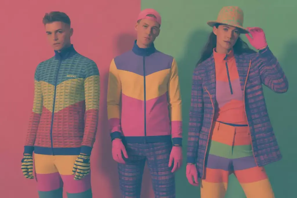 Patterned base color block mid layer printed shell bold colors