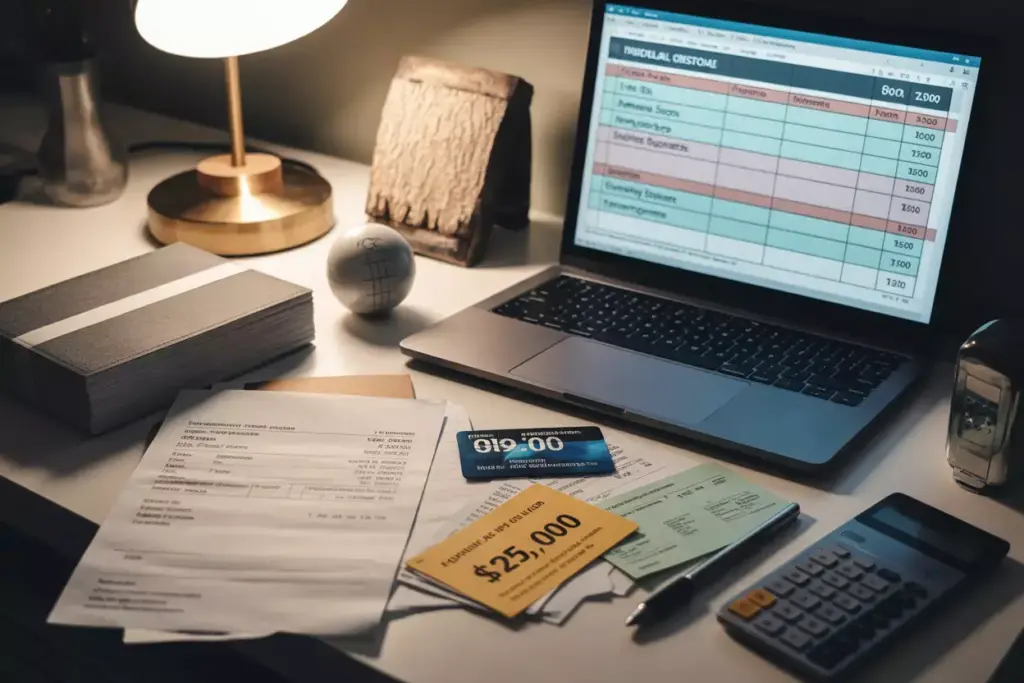 Budget Considerations Hidden Costs Laptop Spreadsheet Invoices Price Tag Projector Bulb