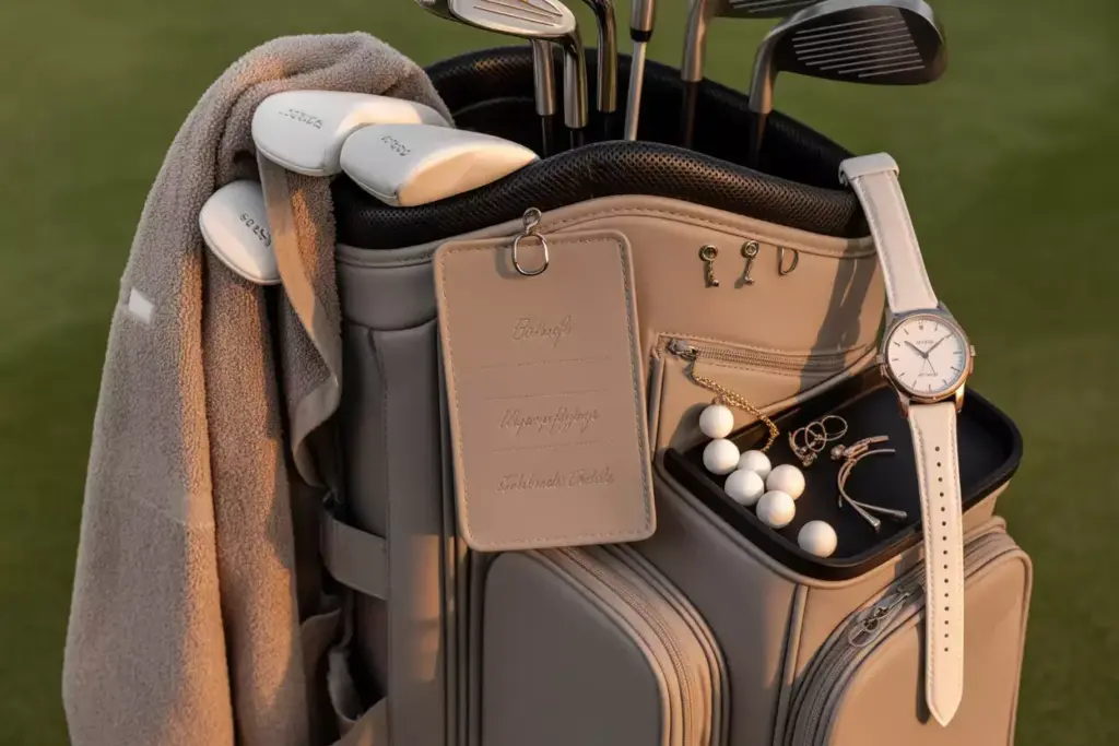 Finishing touches golf bag accessories watch jewelry