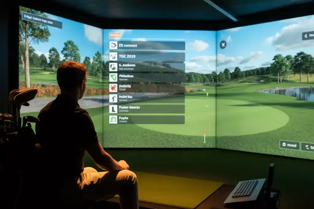 Software Options Course Selection Immersive Simulator Screen Photorealistic Golf Course Software Menu Famous Courses