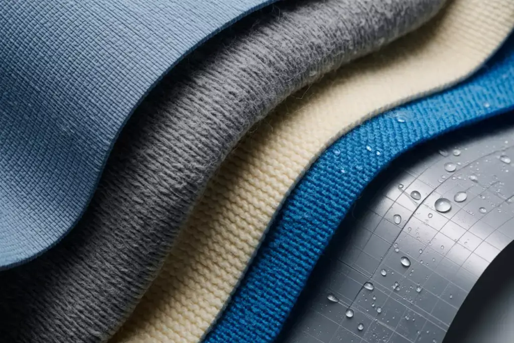 Macro fabric switches polyester merino wool gore tex membrane texture