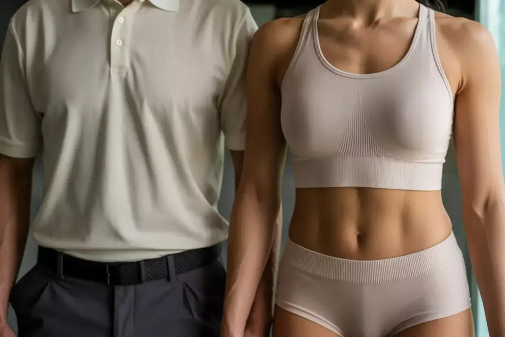 Seamless Performance Sports Bra And Compression Shorts As Base Layer For Golf Attire