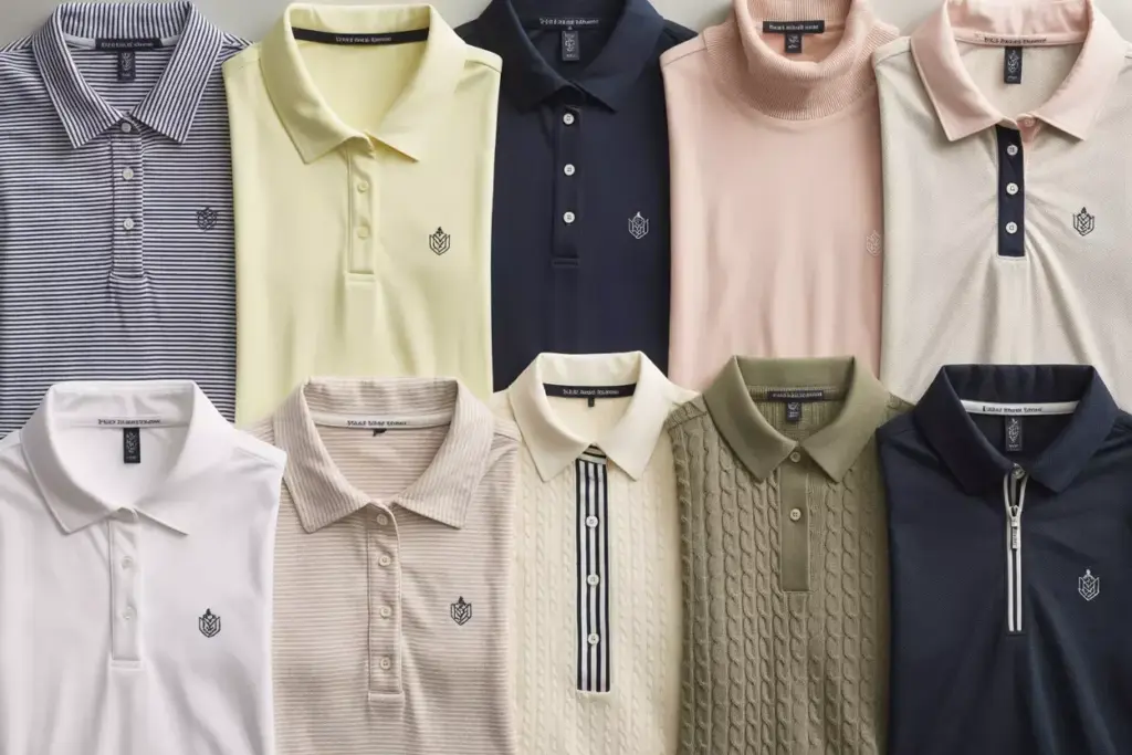 Traditional and modern collared golf shirts patterns textures and colors