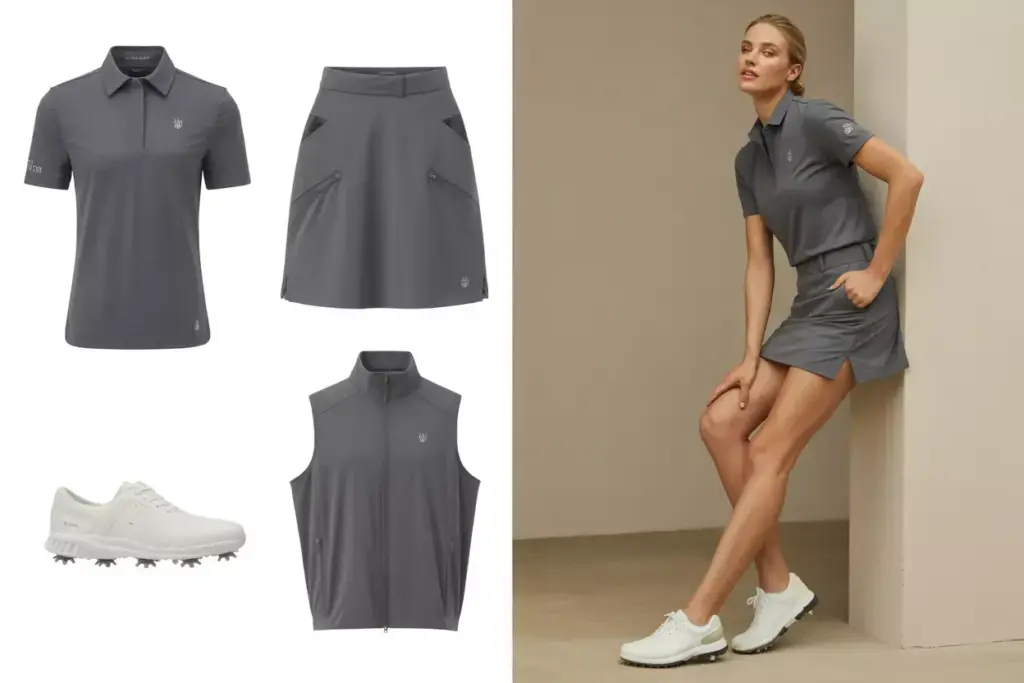 A Curated Collection Of Versatile Golf Athleisure Pieces Including A Technical Polo Skort And Vest