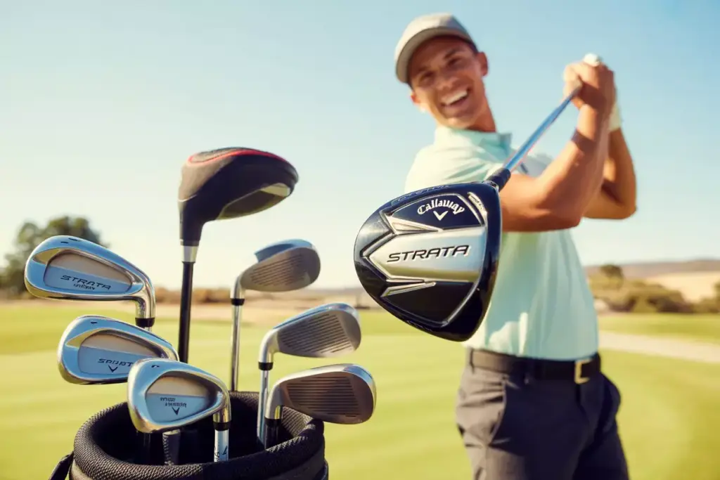 Callaway Strata Complete Golf Set Beginner On Sunny Course Tee