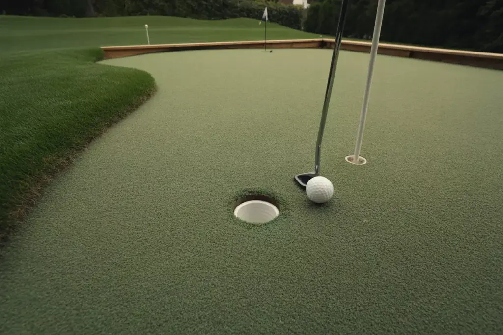 A Diy Backyard Putting Green With Artificial Turf And Practice Hole