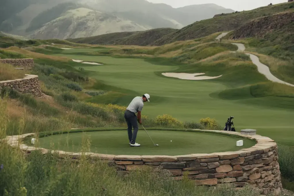 Glenwild Golf Course Natural Stone Tee Box Mountain Integration