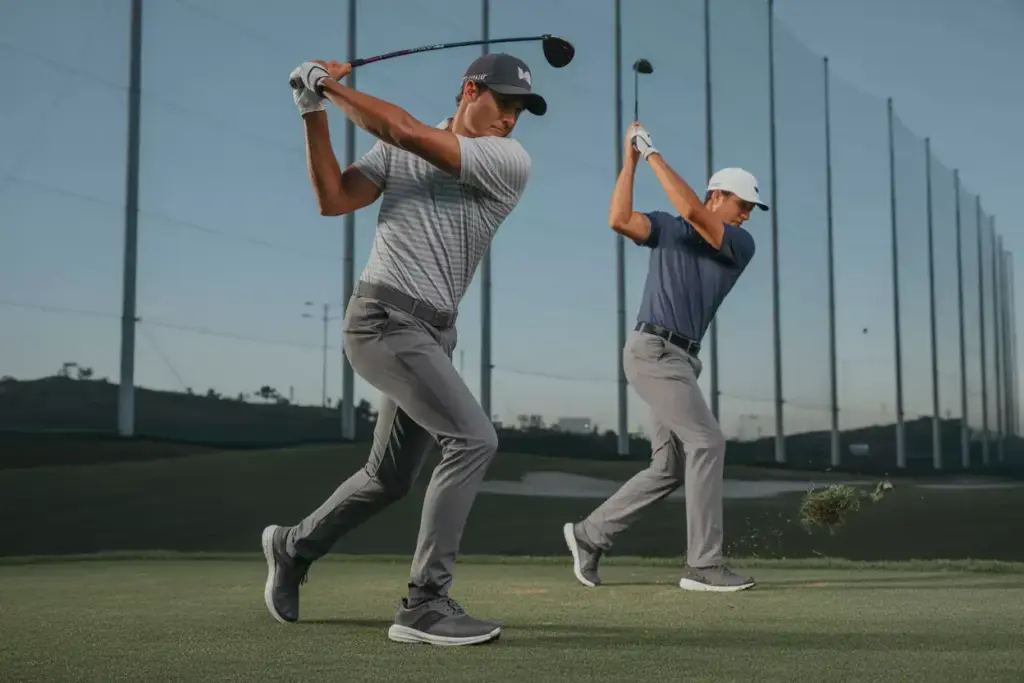 The Contemporary Athletic Golfer In Motion At Night Range