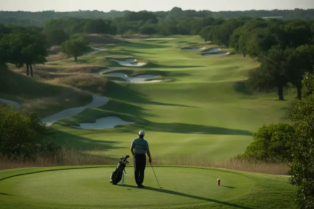 Dallas National Golf Club Elevated Tee Box Rolling Fairway Fazio Design