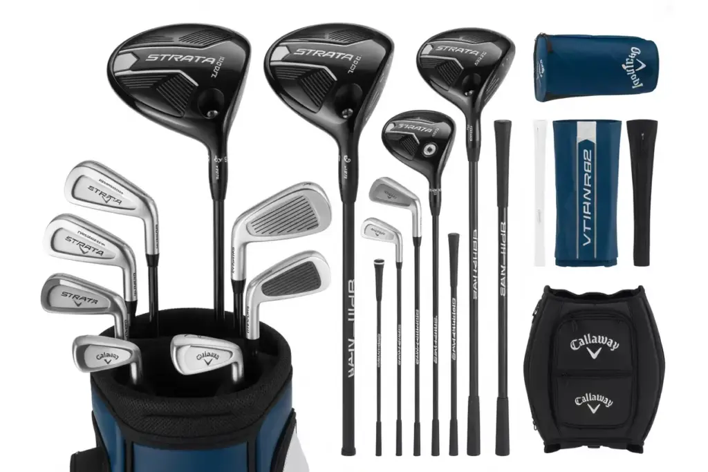 Complete Callaway Strata Golf Set Flat Lay Presentation