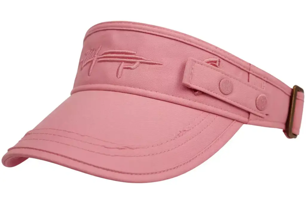 Wide Brim Pink Cotton Twill Golf Visor With Adjustable Strap