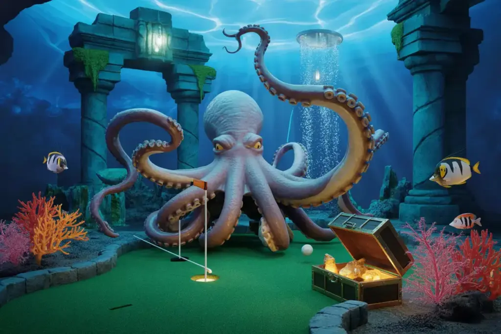 Atlantis Underwater Golf With Giant Octopus And Coral Reef