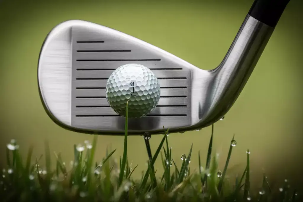 Extreme Close Up Macro Shot Of Golf Ball Dimples Or Clubface Grooves Texture