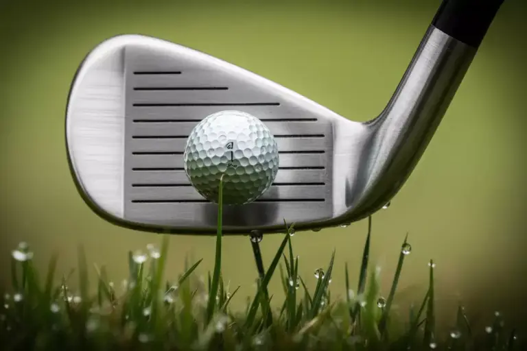 Extreme Close Up Macro Shot Of Golf Ball Dimples Or Clubface Grooves Texture